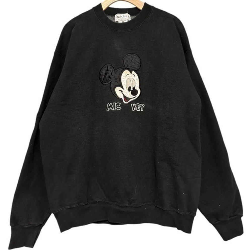 Vintage 1980’s Mickey Mouse Uni-Sex XL Black Mic Key Heavy Crewneck Sweatshirt